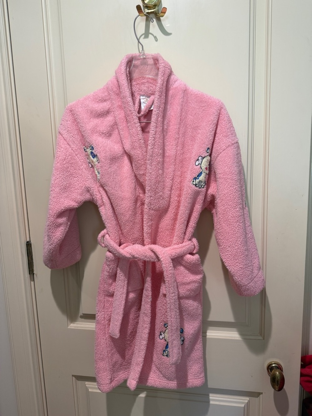 Pink Terrycloth Embroidered Girls Robe by Aegean Apparel